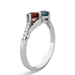 Garnet Infinity Pave Two Stone 14K White Gold ring R5285