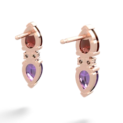 Garnet Bowtie Drop 14K Rose Gold earrings E0865