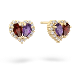 Garnet Halo 14K Yellow Gold earrings E7008