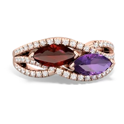 Garnet Diamond Rivers 14K Rose Gold ring R3070