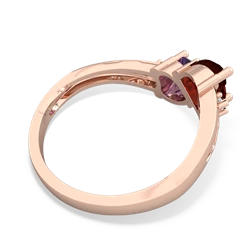 Garnet Snuggling Hearts 14K Rose Gold ring R2178