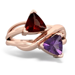 Garnet Split Band Swirl 14K Rose Gold ring R2341