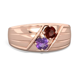 Garnet Men's Streamline 14K Rose Gold ring R0460