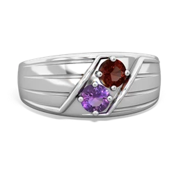 Garnet Men's Streamline 14K White Gold ring R0460