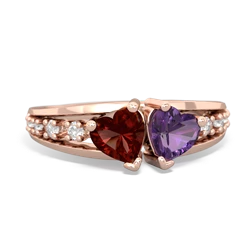 Garnet Heart To Heart 14K Rose Gold ring R3342