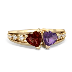 Garnet Heart To Heart 14K Yellow Gold ring R3342