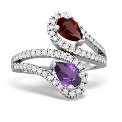 Garnet Diamond Dazzler 14K White Gold ring R3000