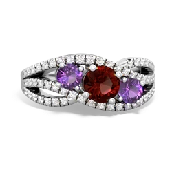 Garnet Three Stone Aurora 14K White Gold ring R3080