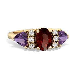 Garnet Antique Style Three Stone 14K Yellow Gold ring R2186