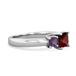 Garnet Three Stone Trellis 14K White Gold ring R4015