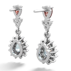 Garnet Halo Pear Dangle 14K White Gold earrings E1882