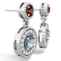 Garnet Halo Dangle 14K White Gold earrings E5319