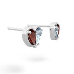 Garnet 'Our Heart' 14K White Gold earrings E5072