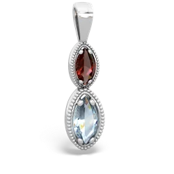 Garnet Antique-Style Halo 14K White Gold pendant P5700