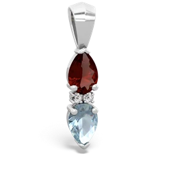 Garnet Bowtie Drop 14K White Gold pendant P0865