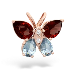 Garnet Butterfly 14K Rose Gold pendant P2215