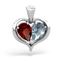 Garnet Two Become One 14K White Gold pendant P5330