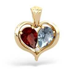 Garnet Two Become One 14K Yellow Gold pendant P5330