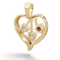 Garnet Glowing Heart 14K Yellow Gold pendant P2233