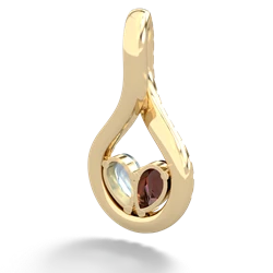 Garnet Pave Twist 'One Heart' 14K Yellow Gold pendant P5360