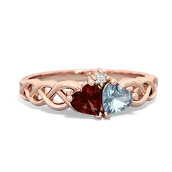 Garnet Heart To Heart Braid 14K Rose Gold ring R5870