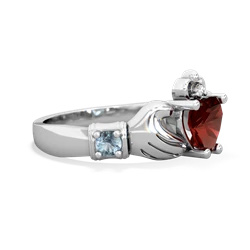 Garnet Claddagh Keepsake 14K White Gold ring R5245