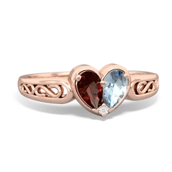 Garnet Filligree 'One Heart' 14K Rose Gold ring R5070