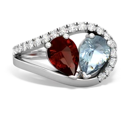 Garnet Nestled Heart Keepsake 14K White Gold ring R5650