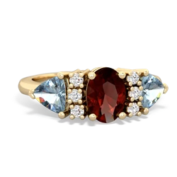 Garnet Antique Style Three Stone 14K Yellow Gold ring R2186