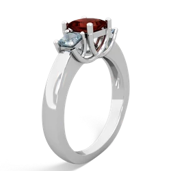 Garnet Three Stone Trellis 14K White Gold ring R4015