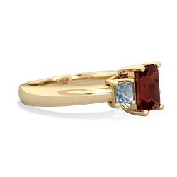 Garnet Three Stone Emerald-Cut Trellis 14K Yellow Gold ring R4021