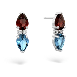 Garnet Bowtie Drop 14K White Gold earrings E0865