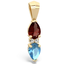 Garnet Bowtie Drop 14K Yellow Gold pendant P0865