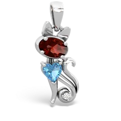 Garnet Kitten 14K White Gold pendant P5780