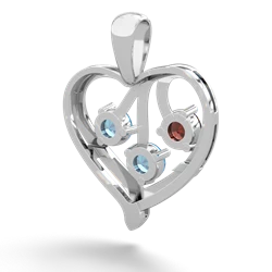 Garnet Glowing Heart 14K White Gold pendant P2233