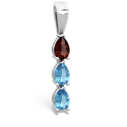 Garnet Dew Drops 14K White Gold pendant P2251