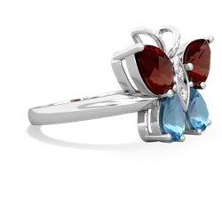 Garnet Butterfly 14K White Gold ring R2215