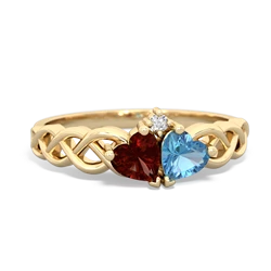 Garnet Heart To Heart Braid 14K Yellow Gold ring R5870