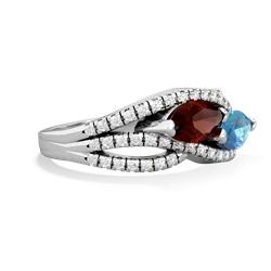 Garnet Diamond Rivers 14K White Gold ring R3070