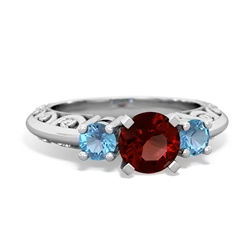 Garnet Art Deco Eternal Embrace Engagement 14K White Gold ring C2003