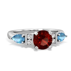 Garnet 6Mm Round Eternal Embrace Engagement 14K White Gold ring R2005