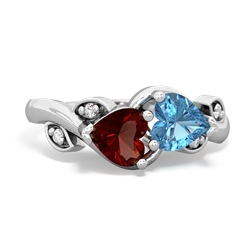 Garnet Floral Elegance 14K White Gold ring R5790