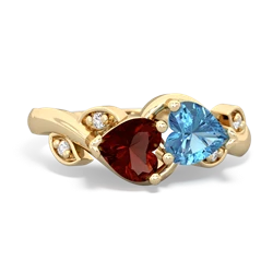 Garnet Floral Elegance 14K Yellow Gold ring R5790