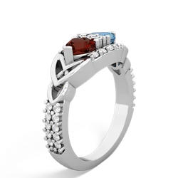 Garnet Sparkling Celtic Knot 14K White Gold ring R2645