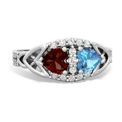 Garnet Sparkling Celtic Knot 14K White Gold ring R2645