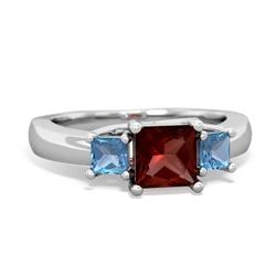 Garnet Three Stone Trellis 14K White Gold ring R4015