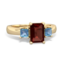 Garnet Three Stone Emerald-Cut Trellis 14K Yellow Gold ring R4021