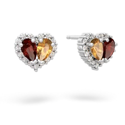 Garnet Halo 14K White Gold earrings E7008