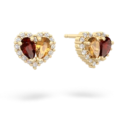 Garnet Halo 14K Yellow Gold earrings E7008