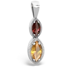 Garnet Antique-Style Halo 14K White Gold pendant P5700